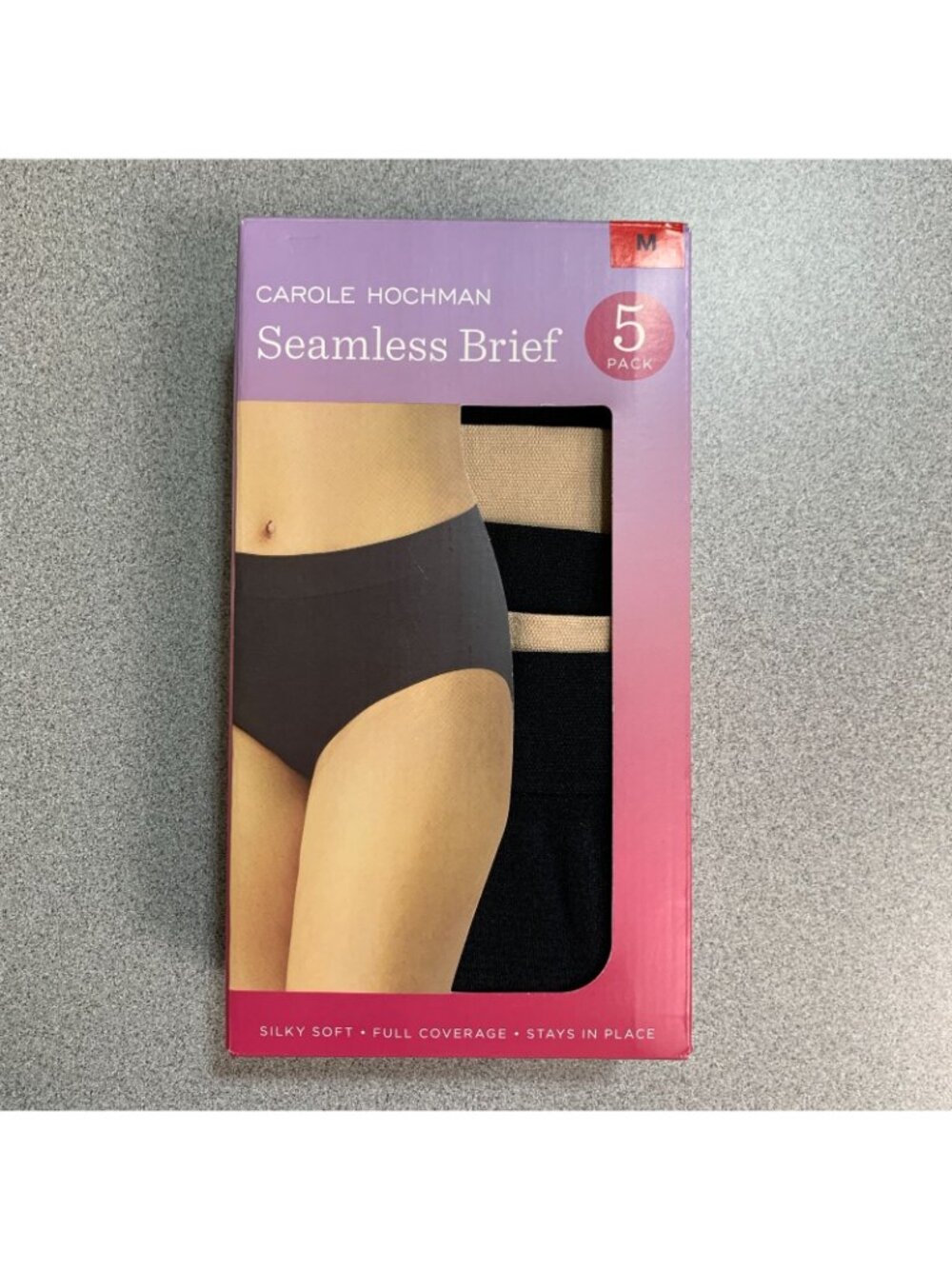 NWT Carole Hochman Black & Beige Women's Medium Seamless Brief 5-Pack Coverage